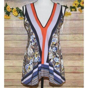 Clover Canyon Top Women's S Chiffon Multicolor Mixed Print Blouse Sleeveless